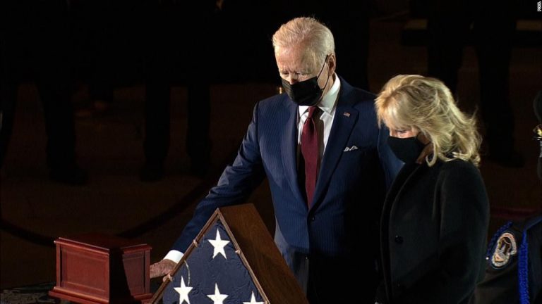 Biden pays respects to fallen Capitol Police Officer Brian Sicknick