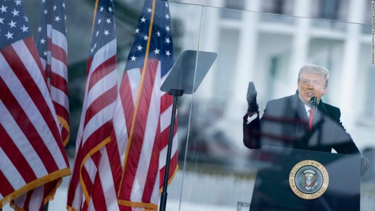 A brief filed before Trump’s impeachment trial claims that his speech urged those gathered to be peaceful, despite saying to ‘fight like hell’