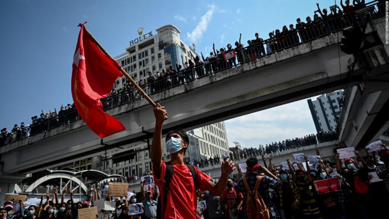 Myanmar’s military overturned a democratic election. Now they’re warning protesters not to ‘destroy democracy’
