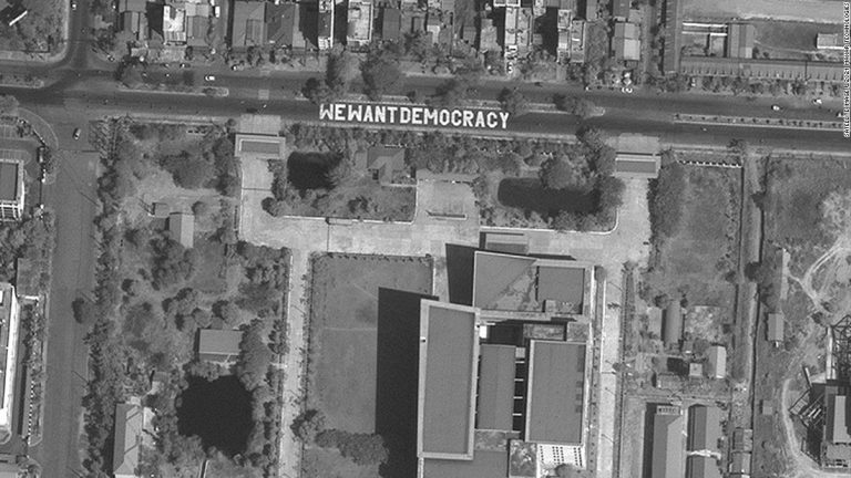 Cut off from the outside world, Myanmar’s defiance revealed in satellite images