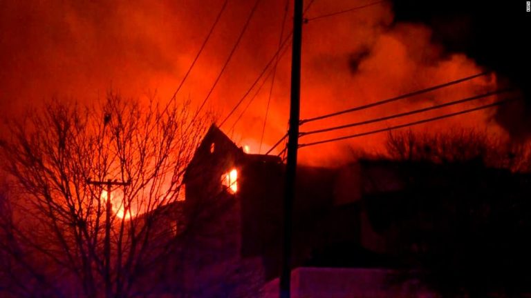 A raging fire engulfs a hotel in Texas