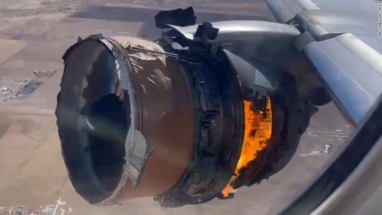 Video shows United Airlines plane engine on fire after takeoff from Denver