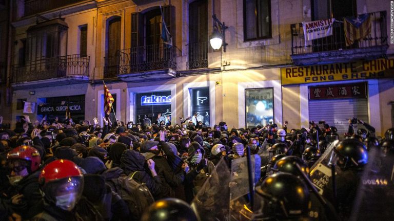 Violent protests over rapper’s arrest and accusations of police brutality rock Catalonia for fifth day