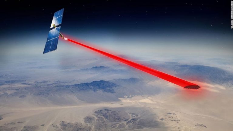 A solar panel in space is collecting energy that could one day be beamed to anywhere on Earth