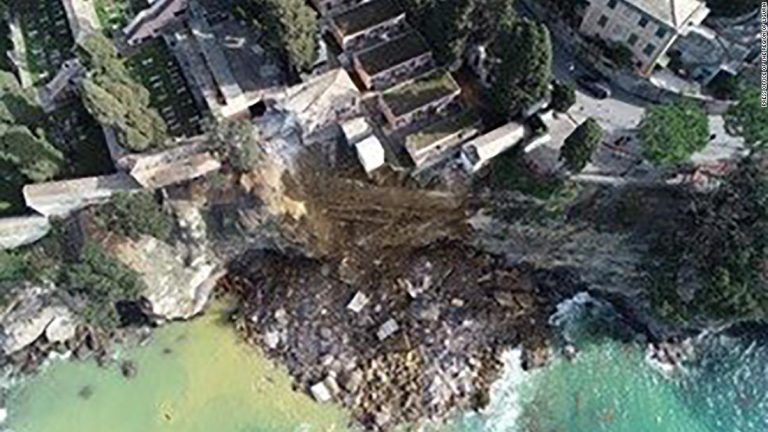 Hundreds of coffins fall into the sea following collapse of an Italian cemetery