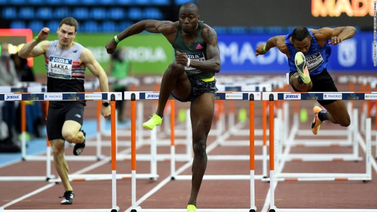 US sprinter Grant Holloway breaks the world record for the indoor 60m hurdles