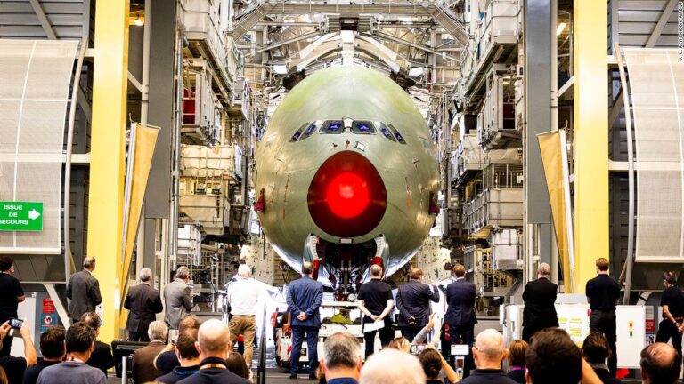 The final Airbus A380 superjumbo makes its first flight