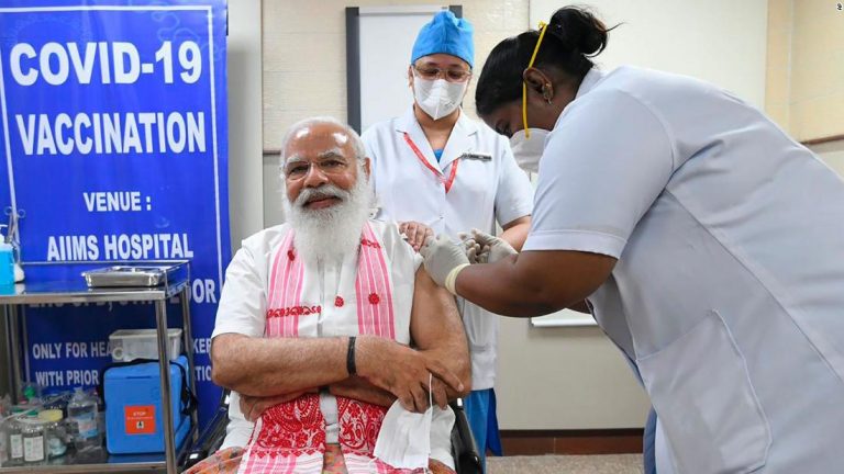 Indian Prime Minister receives first dose of Covid-19 vaccine