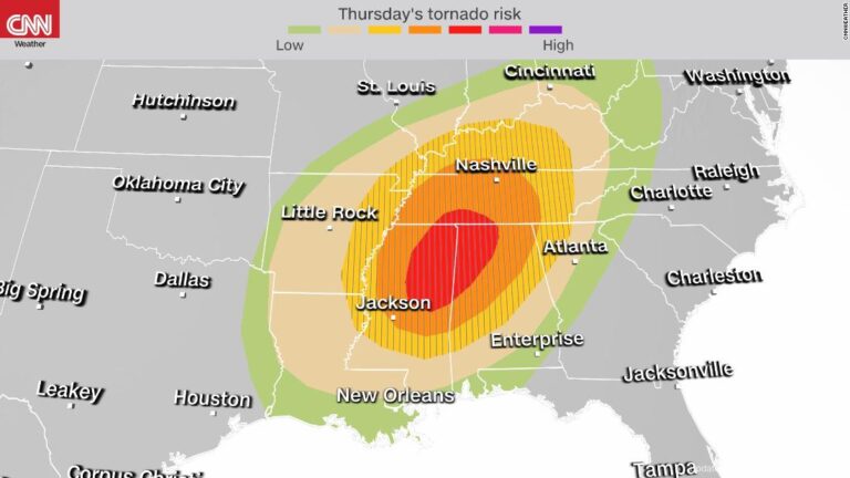 A rare ‘high risk’ for tornadoes is issued for US South — the second time in a week