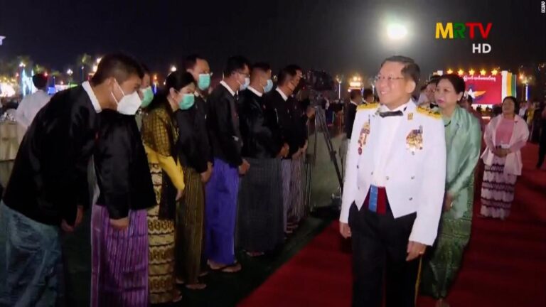 Junta leader held lavish dinner party while troops killed more than 100 people