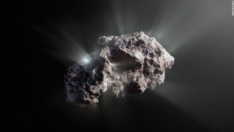 Pristine interstellar comet came from a system containing giant planets