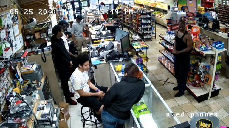 Convenience store video surveillance is shown as an employee from Cup Foods, where Floyd was taken into custody by police, testifies