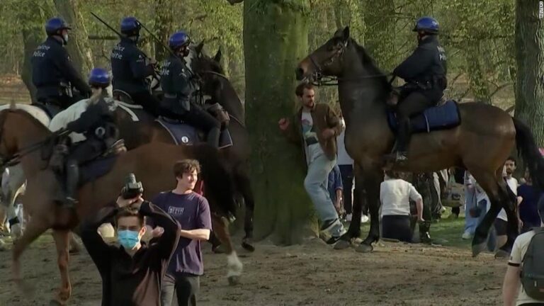 See police break up April Fools prank party with horses and water cannons