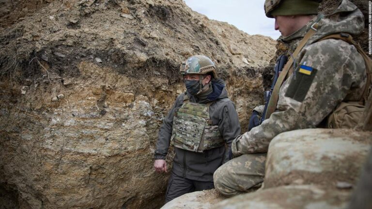 Ukraine’s President heads to the trenches as Russia masses its troops