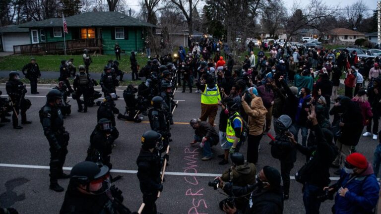 Crowds gather near Minneapolis after man dies in officer-involved shooting
