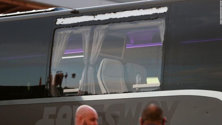 Real Madrid team bus window smashed by soccer fans ahead of Champions League tie in Liverpool
