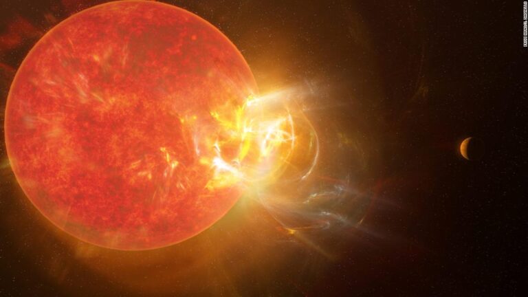 Record-breaking flare erupts from neighboring star