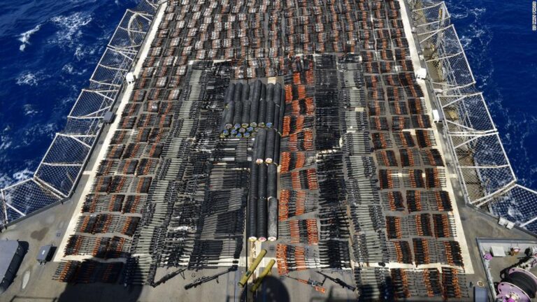 The weapons seizure so big it covered the rear deck of a 567-foot US warship