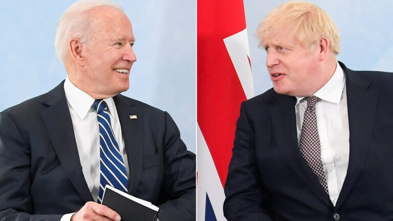 Hear Biden and Johnson share a joke about their wives