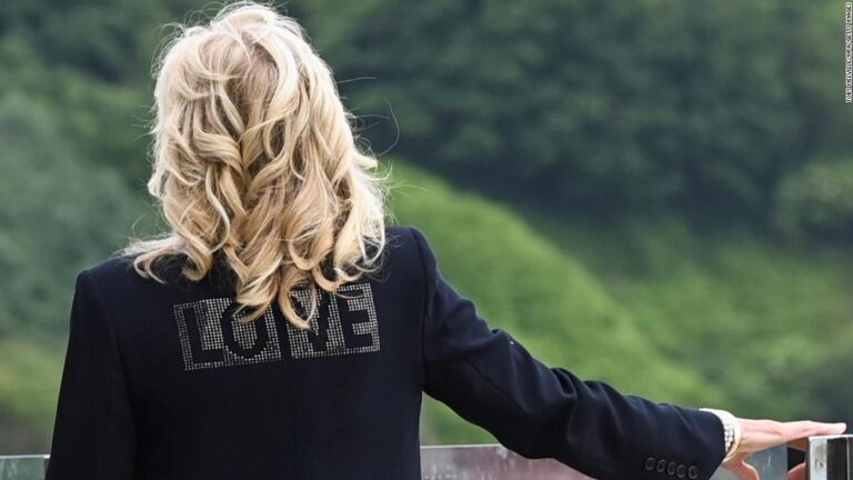 First lady’s jacket sends a different message than Melania’s