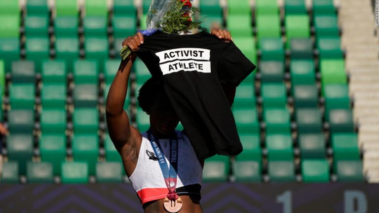 Asked about protesting if she reaches Olympic podium, Gwen Berry says: ‘We’ll see’