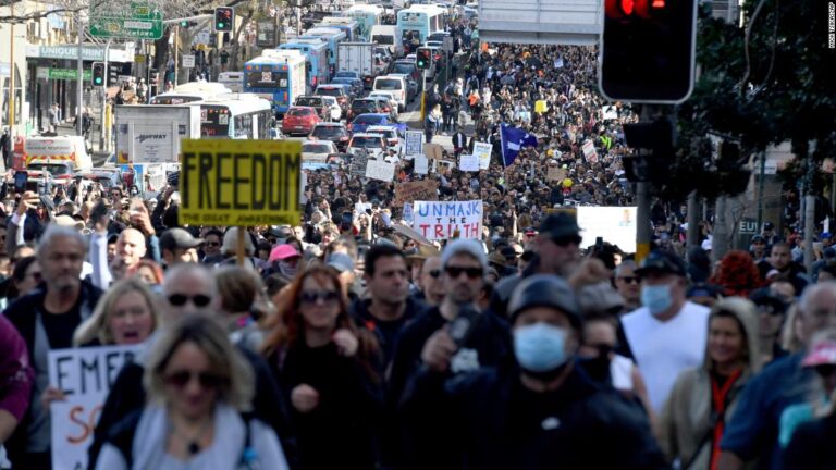 Sydney Covid cases expected to rise after anti-lockdown protest as two charged for allegedly hitting police horse