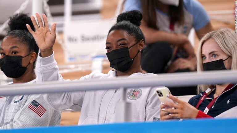Simone Biles is at the women’s all-around gymnastics final as she cheers on Team USA