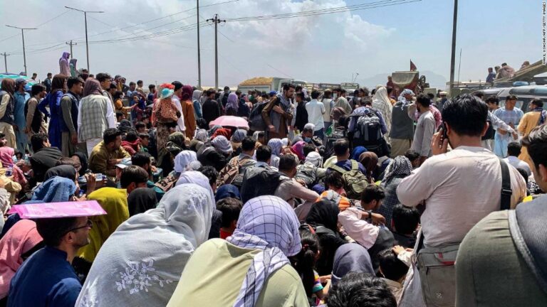Soldiers at Kabul airport tell CNN there are about 10,000 people processed but unable to depart