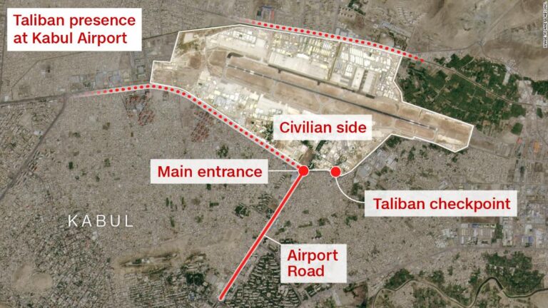 Here’s a look at the Kabul airport perimeter and the journey Afghans must make to get inside