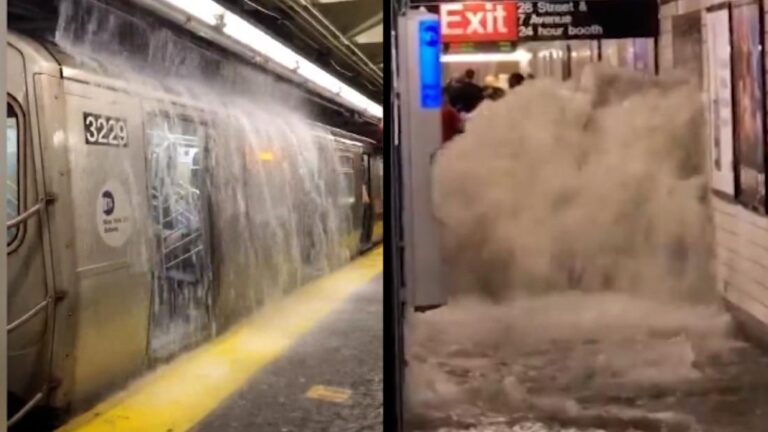 See dramatic footage from New York subway after Ida