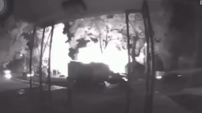 Video shows home explode after hurricane evacuation