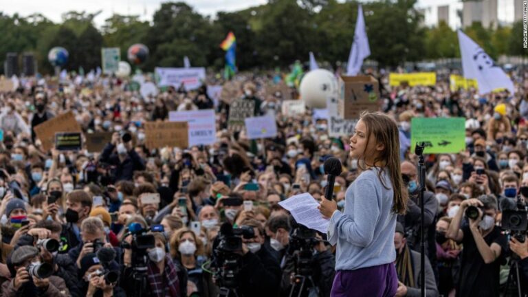 Greta Thunberg addresses climate protesters in Berlin as youth-led groups hit the streets around the world