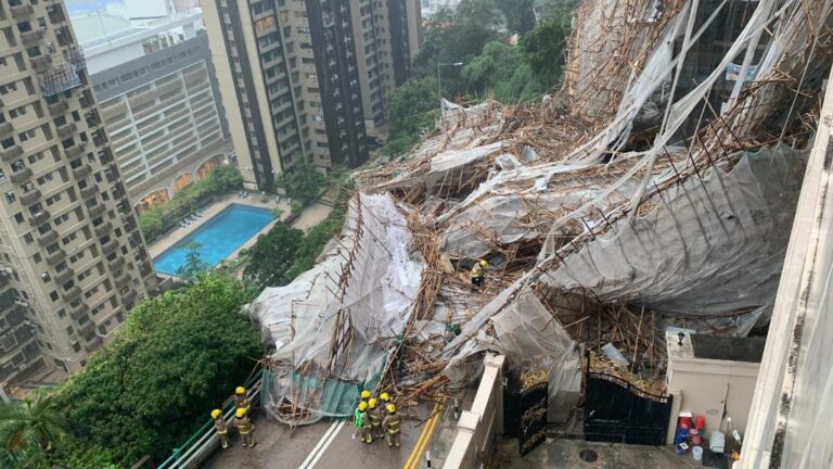 Stunning images show Hong Kong scaffolding collapse