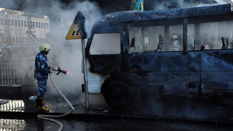 Bomb attack on Syrian military bus in Damascus kills 14