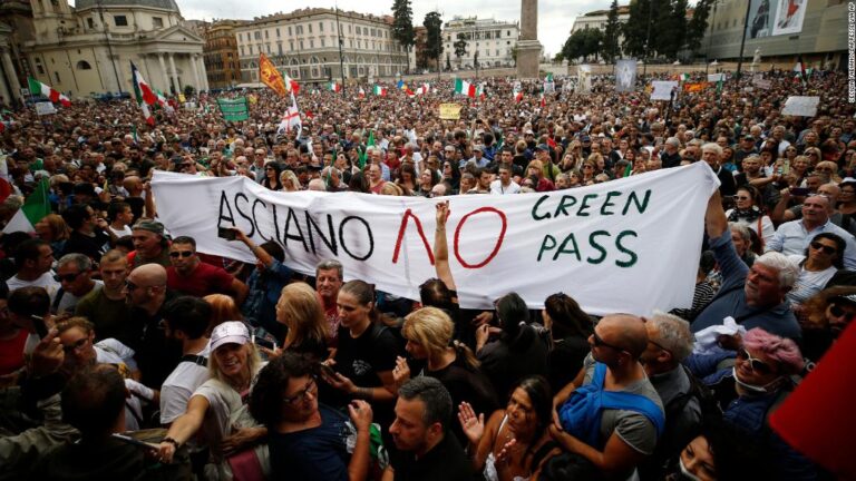 Violence over Italy’s strict Covid pass has ignited a national debate about fascism