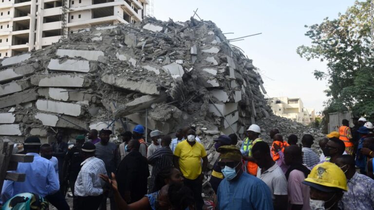People buried under collapsed luxury high-rise in Nigeria call for help