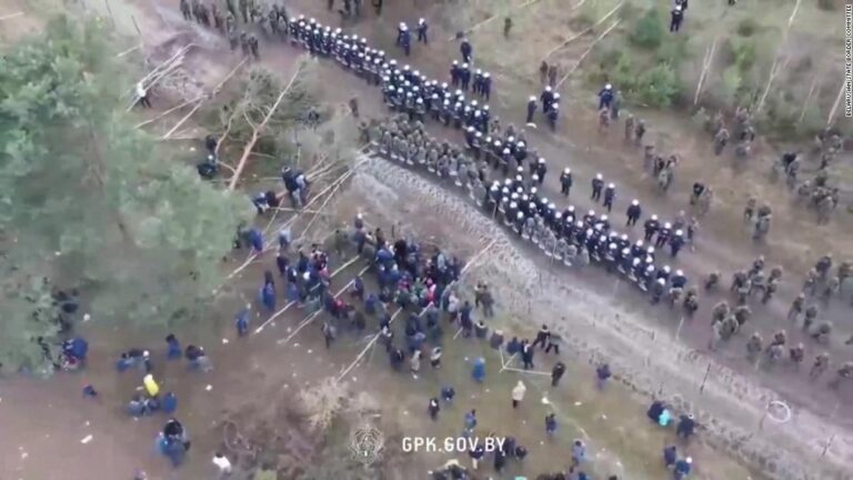 Video from Poland-Belarus border shows thousands caught in standoff
