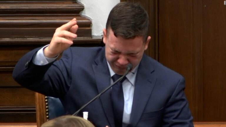 Kyle Rittenhouse breaks down on the stand while testifying at his trial