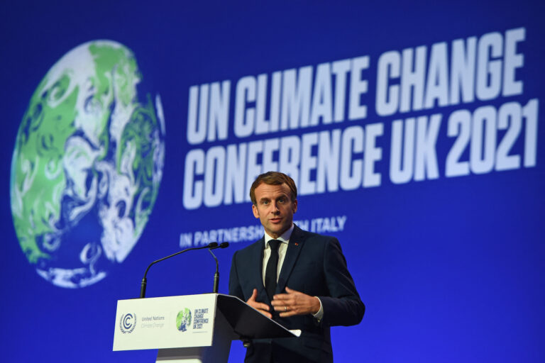 French president asks global leaders not to contradict climate agreements
