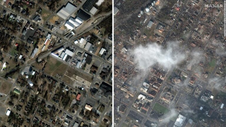 Before-and-after images show scale of tornadoes’ devastation
