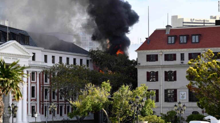 Roof collapses as fire breaks out at South Africa’s parliament