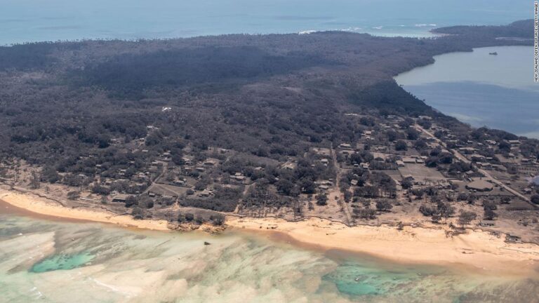 First images of Tonga volcano damage show communities covered in thick ash