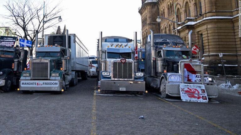 Canada trucker protesters temporarily banned from honking their horns