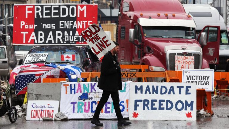 Canada’s Covid-19 trucker protests go global