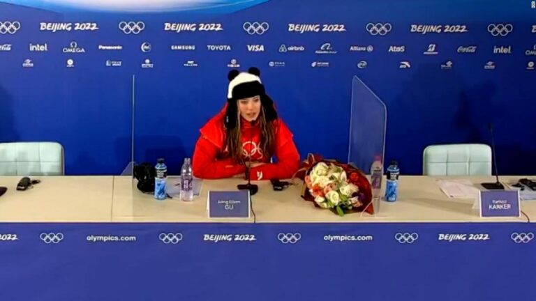 Hear Eileen Gu’s remarks about representation after historic Olympic run