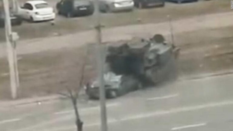 Military vehicle suddenly collides with car in Kyiv