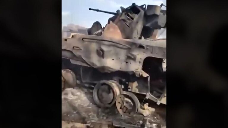 Video appears to show destroyed Russian vehicles after battle