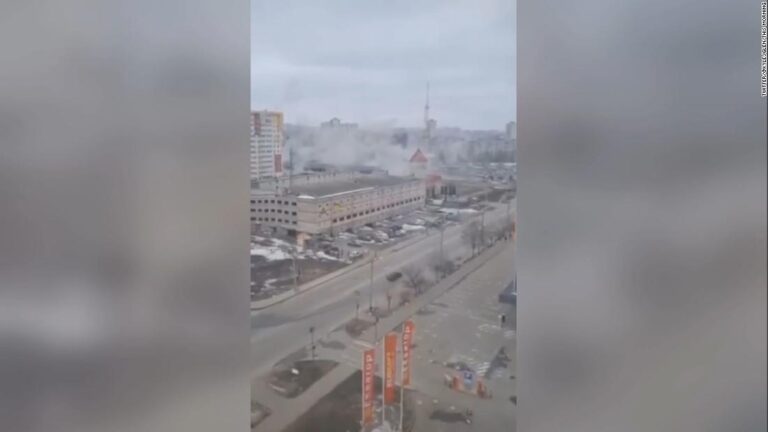Video shows heavy shelling by Russia near supermarket
