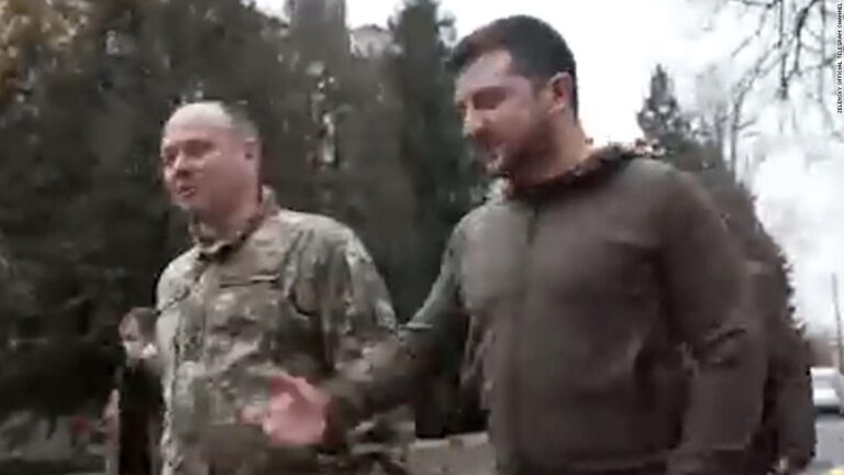 Zelensky walks to hospital to visit wounded Ukrainian soldiers