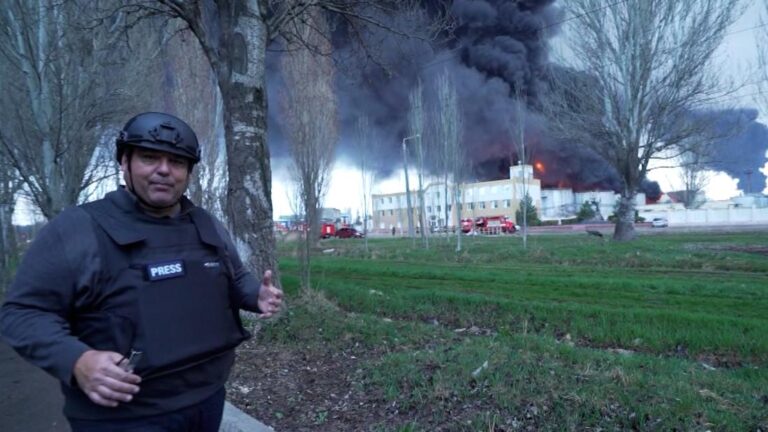 Russian missiles hit oil refinery in Ukrainian port city. CNN reports from the scene
